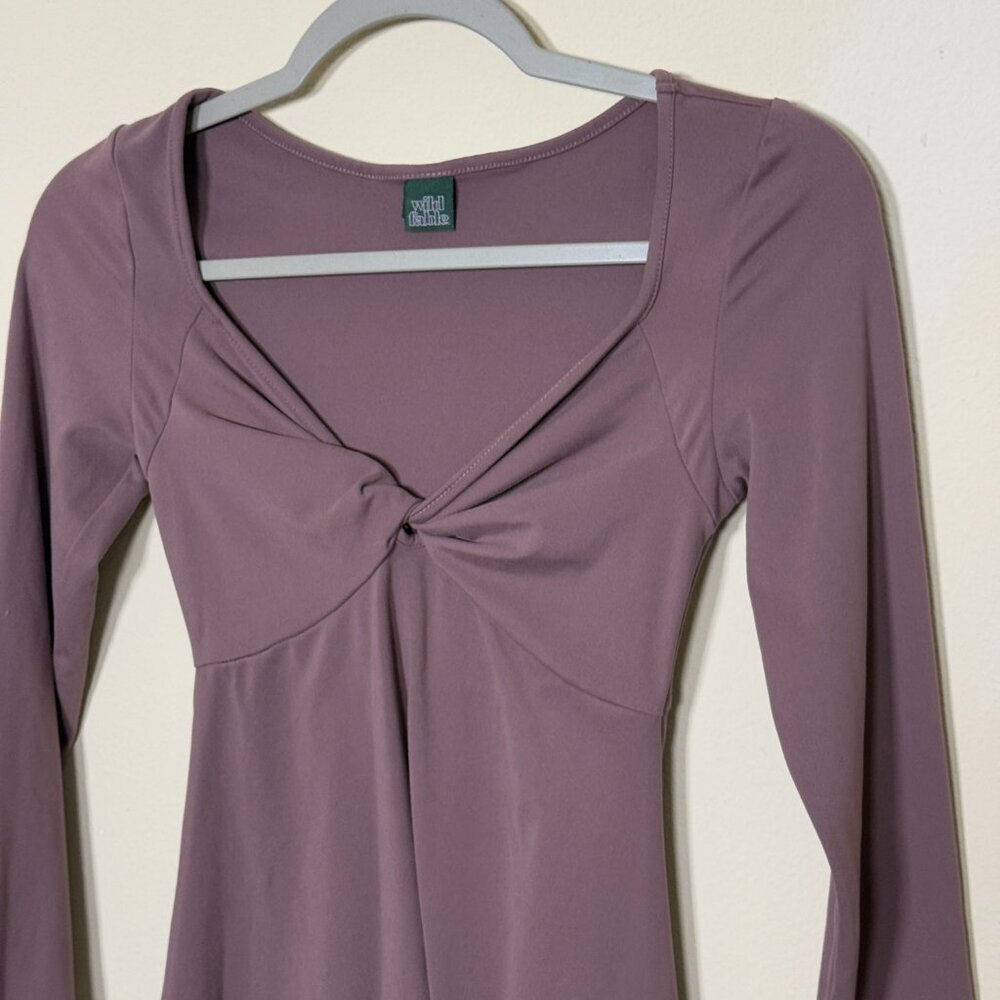 WILD FABLE Long Sleeve Twist Front Mini Knit Skater Dress Siz S - Picture 2 of 5
